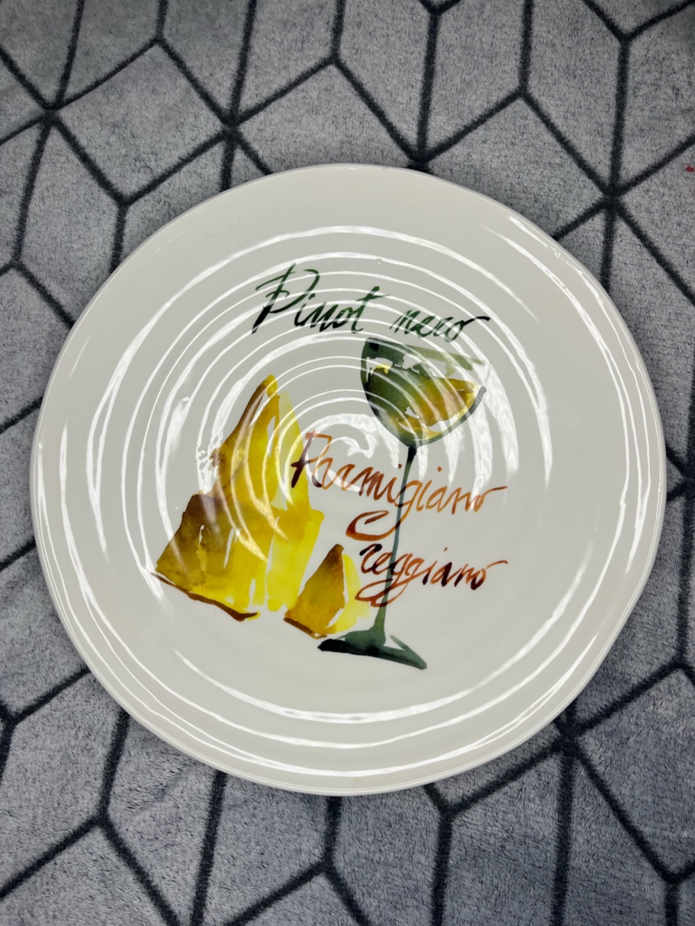 Ceramica Cuore Italy Pinot Nero & Parmigiano Reggiano White Ceramic Serve Plate
